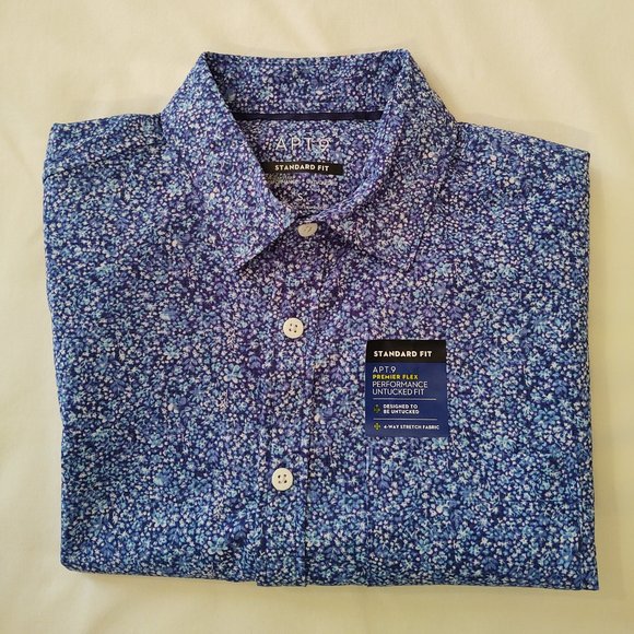 Apt. 9 Other - APT. 9 PREMIER FLEX UNTUCKED STANDARD FIT MEN SHORT SLEEVE CASUAL DRESS SHIRT- S